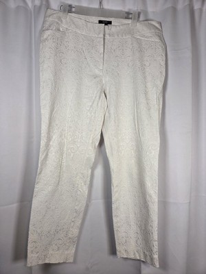 Alfani White Brocade Print Crop Pants Women's 12 petite