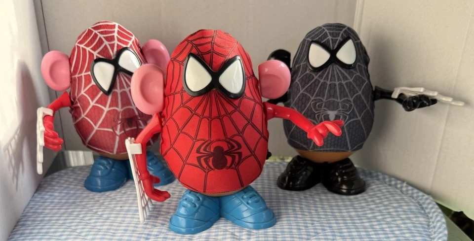 RARO Mr Potato Head Spider Man 1985 Playskool Spud Venom Spider Man Lote de 3 Foto 2 de 4
