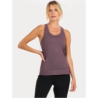 Vuori Lux Performance Racerback Tank in Heather Plum Purple Small
