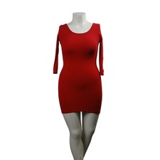 Charlotte Russe Red Scoop Neck 3/4 Sleeve Bodycon Mini Dress Small S
