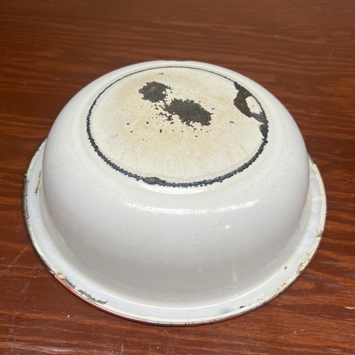 Enamelware Tub Basin Vintage Wash Bowl White w/ Red Trim - Picture 4 of 5