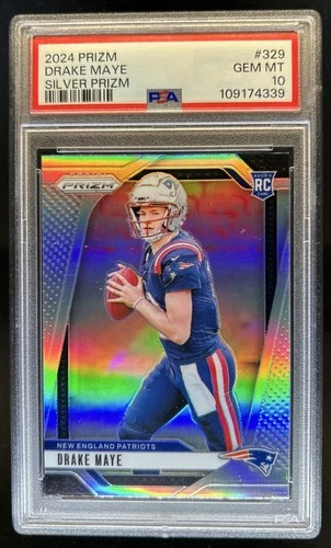 2024 Panini Prizm Drake Maye RC Silver Rookie #329 Patriots PSA 10 GEM MINT