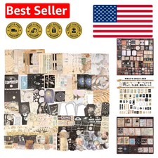Unique 200-Pc Vintage Junk Journal Kit with Celestial Washi Stickers  Papers