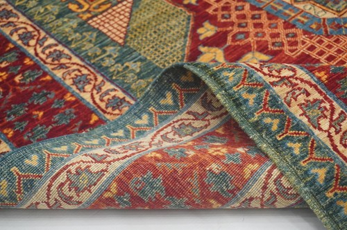 4 x 12 ft Green Mamluk Hand knotted Turkish Transitional Wide Runner Rug - Picture 15 of 18
