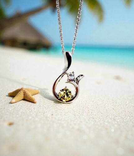 Collar Canario Amarillo Redondo Gota Swarovski Elementos Cristal Chapado en Oro 18K - Imagen 1 de 5