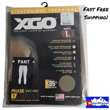 XGO® Performance Base Layer Pant Men's Sz L 36-38 Tan Lightweight Tech UPF 35+