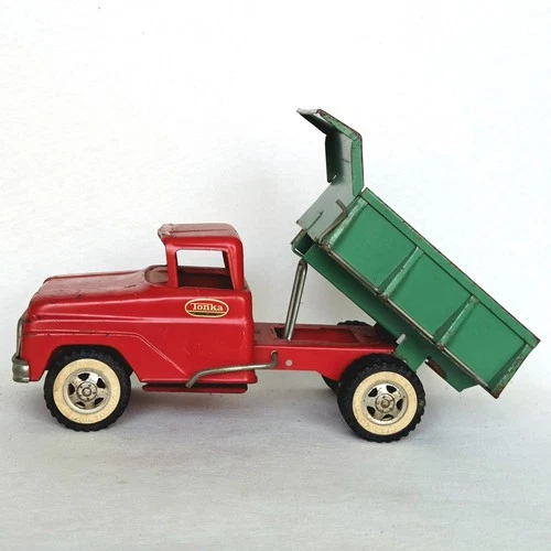 Vintage 1950s Tonka Toys Mound Metalcraft Dump Truck Pressed Steel Red Green