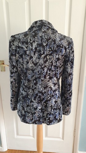 Helene Berman Velvet Sequin Blazer Jacket Size 12 blue Animal Leopard new - Picture 4 of 5