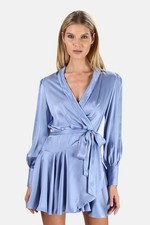 Zimmermann Cornflower Blue Mini Silk Wrap Dress Women's Size 0 / XS