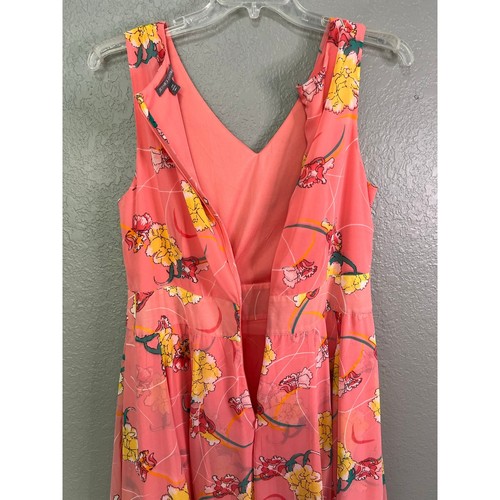 Jessica London Maxikleid 14W Plus rosa Blumen ärmellos V-Ausschnitt Reißverschluss fließend Fee - Bild 4 von 10