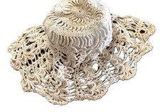 Antique Irish Crochet Lace Baby Cap Bonnet c1900 Victorian Edwardian Hand Made