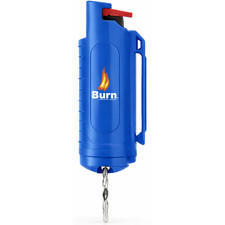 Burn Pepper Spray Keychain for Self Defense Police Strength OC 1/2oz Blue