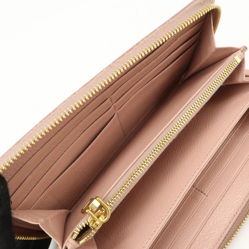 MIU MIU Leather Zip Around Wallet Zippy Wallet Long Wallet Pink 5ML506 Used F/S - Picture 17 of 21