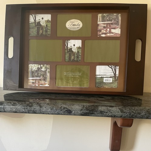 Family Photo Wood Serving Tray. Mahogany Finish. Glass Top. 22” x 13 3/4”x 1.5” - Picture 6 of 18