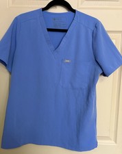 Figs Catarina One-Pocket Scrub Top Women's Size Large V neck Ceil Blue Medical