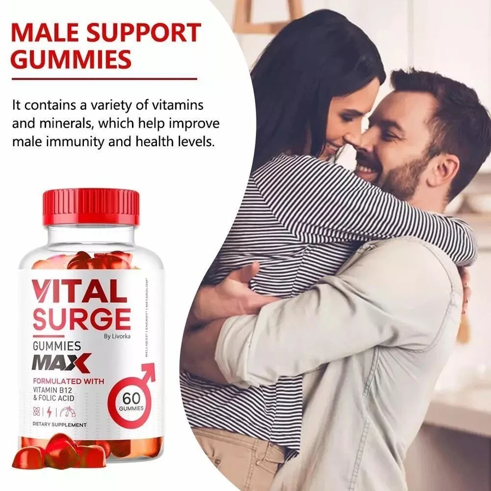 Gomitas masculinas Vital Surge fuerza máxima Vital Surge fórmula avanzada 60 cuentas Foto 3 de 4