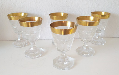 Moser Kristallglas Splendid mit Gold glatt 6 Stück um , 180126K-6