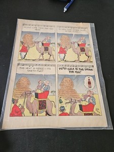1947 Pepsi Cola Egypt Desert Sphinx Camel Posen Funny Comic Art Vintage Print Ad