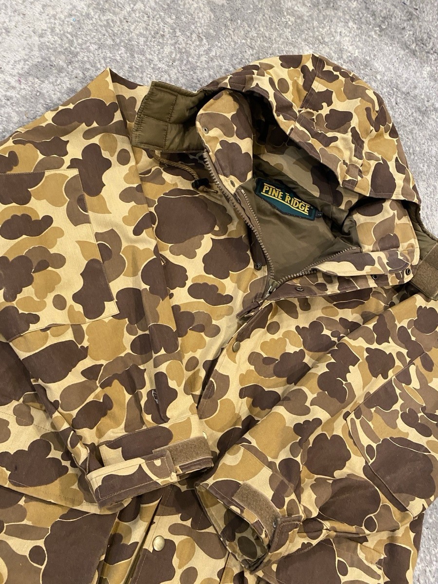 VTG Canvas Camo Hunting Jacket Mens L Duck Print Camouflage