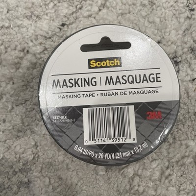 Scotch  Expressions Masking Tape 3437-BLK, .94 in x 20 yd (24 mm x 18,2m) Black