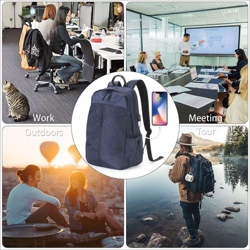 Zaino uomo donna zaino viaggio scuola 15,6" borsa laptop con foro ricarica USB - Foto 10 di 12