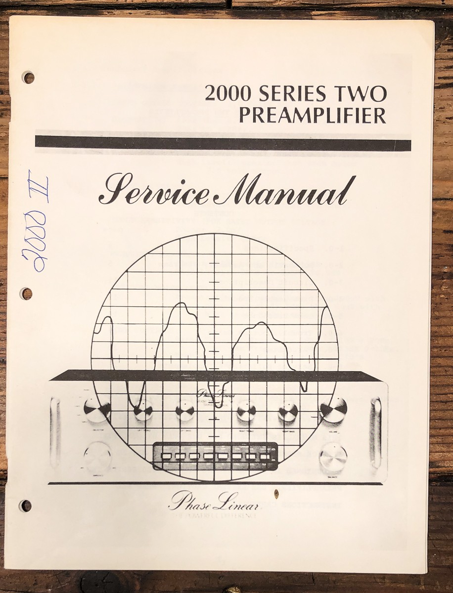 Phase Linear Model 2000 MK2  / Series 2 Preamplifier Service Manual *Original*