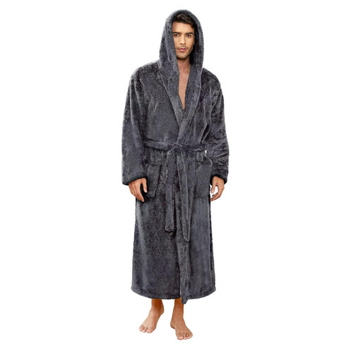 Mens Robe Big and Tall with Hood, Full Length Plush Robe for Men Long Fleece ...