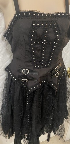 Dark Romantic Punk Gothic Lolita Black Dress Whimsy Goth - Picture 4 of 18