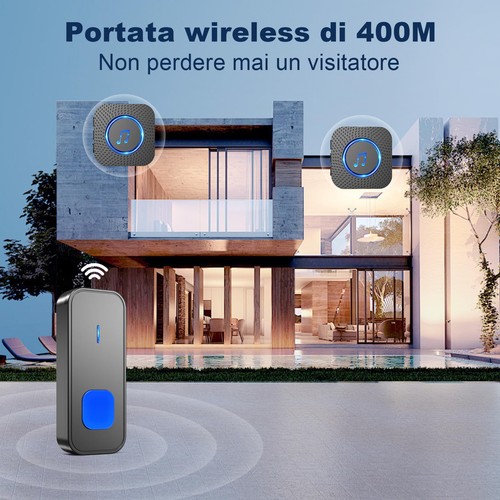 Campanello Senza Fili da Esterno Interno Campanello Casa Wireless Pulsante a - Foto 16 di 24