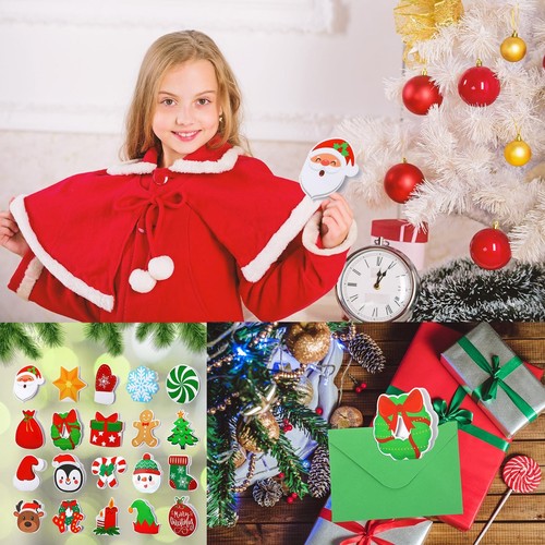 60 Sets Mini Christmas Cards Small Xmas Greeting Cards with Envelopes and Sti... - Foto 3 di 7
