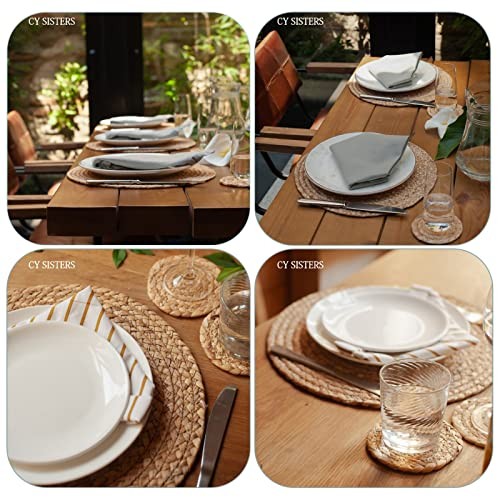 Woven Placemats Set of 6 Rattan Placemats Rectangle Natural Placemats Wicker - Picture 7 of 7