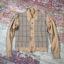 Vintage 70s Brown Cardigan Sweater Size Small Vtg