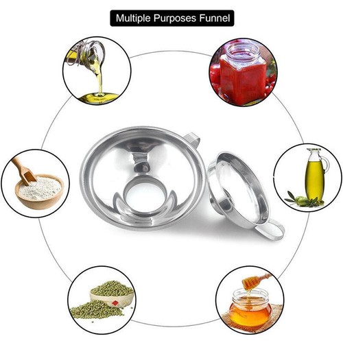 Embudo de acero inoxidable relleno mermelada tarro cuello ancho boca filtro herramienta embudo de cocina - Imagen 2 de 11
