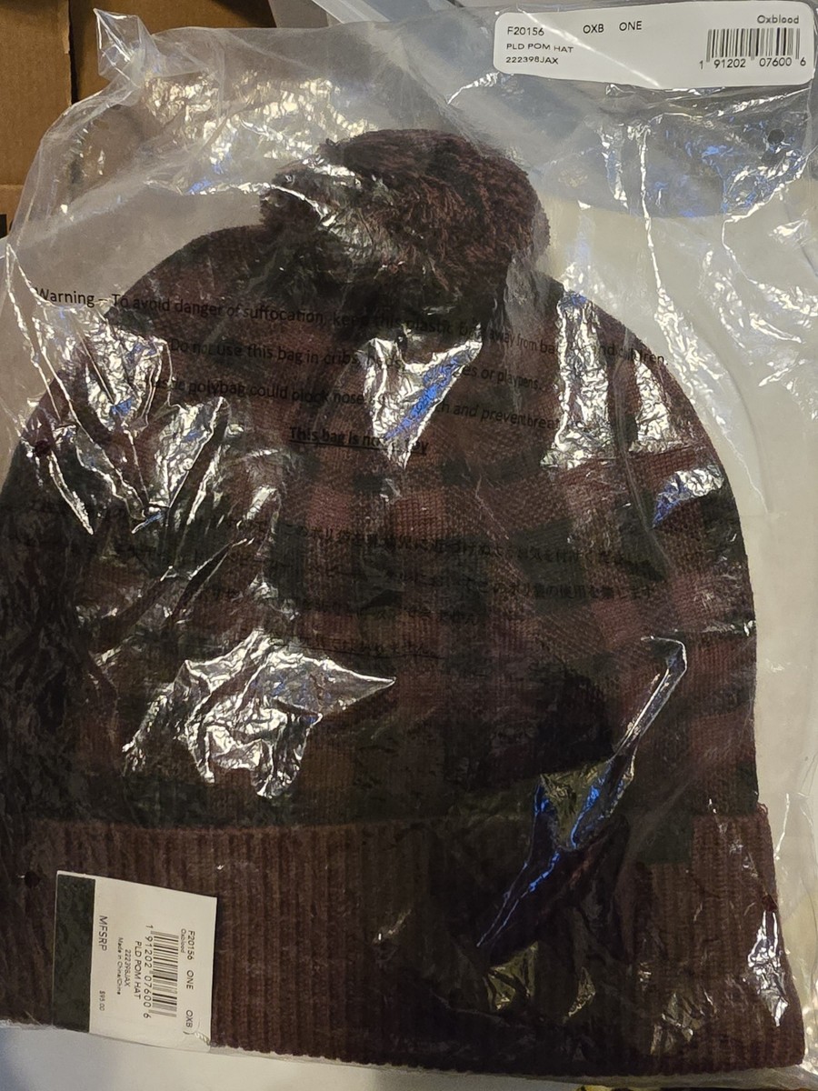 NWT Coach Oxblood Plaid Pom Pom Beanie Coach NWT Plaid Pom Beanie Hat Oxblood/ Black O/S | eBay main image 3