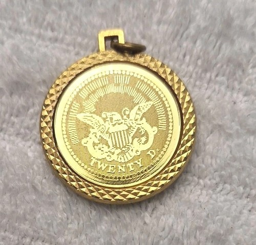 Colgante moneda de veinte dólares de oro bicentenario 1976 vintage dama libertad - Imagen 2 de 3