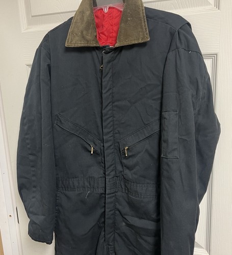 Vtg Walls Blizzard Pruf Lined Insulated Jumpsuit Sz Med Reg Coveralls Gray Blue - Picture 2 of 11