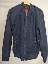 Giacca Bomber Zara Blu Uomo Blu Navy Media Chiusura Zip Effetto Scamosciato