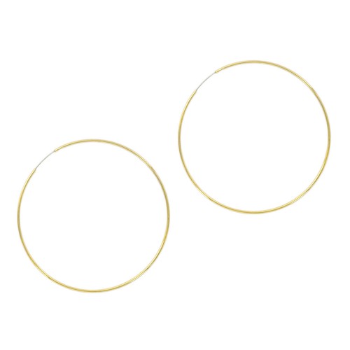 14K Gold Plated Thin Endless Hoop Earrings - Lightweight Wire Hoops (Gold, 60)