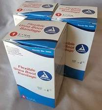  Lot of 3 Dynarex Flexible Unna Boot Bandage 4" x 10 Yards Wound Dressing Aid