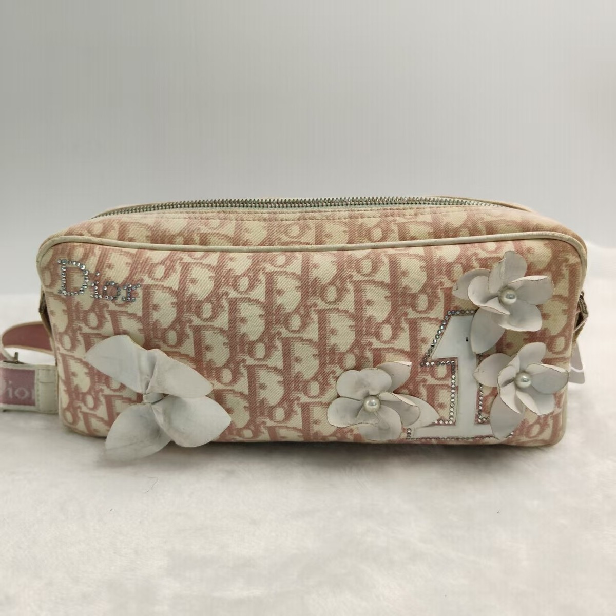Christian Dior Trotter Canvas Shoulder Bag PVC Pink Silver Auth | eBay