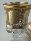 Vintage Gold Greek Key Wine Glasses Set 5 Pedestal Goblets Barware — photo 2