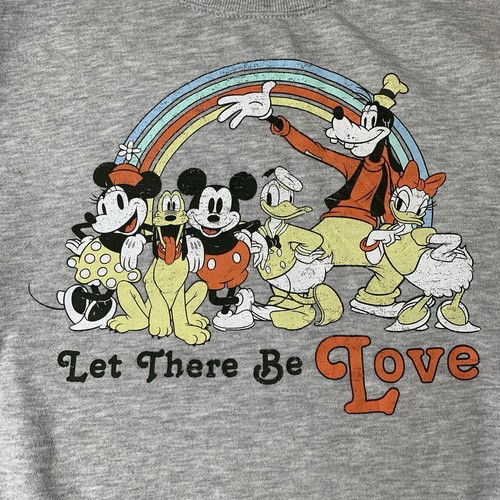 Disney Mickey Mouse Sweater Womens Size M Rainbow Let There Be Love Grey Jumper - Picture 3 of 7