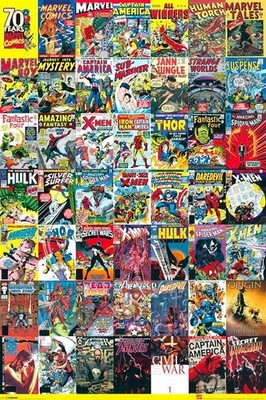 MARVEL POSTER 70 YEARS OF COMIC BOOK COVERS NEW 24x36 FREE SHIPPING