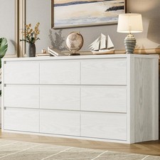 Modern 9-Drawer Wood Dresser with Handle-Free Design