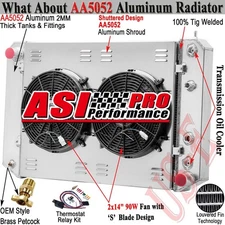 3-Row Aluminum Radiator+Shroud Fan  for 1991-2002,1993 Chevy GMC C6500 C7500