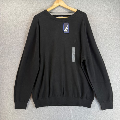 Suéter Nautica Cuello Redondo Manga Larga Negro Tejido Pullover Para Hombre Talla XXL NUEVO CON ETIQUETAS - Imagen 1 de 10