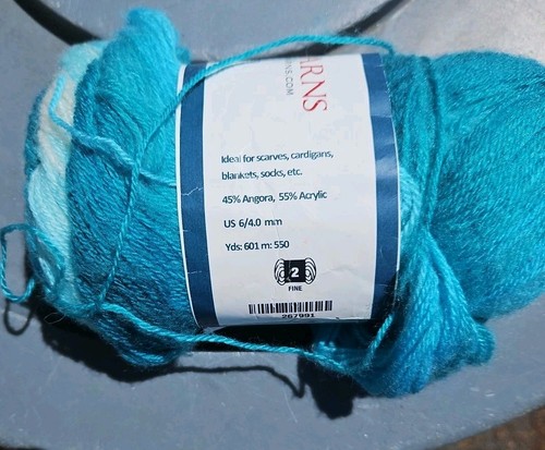 Bonita Yarns 1 Skein - Angora Cloud-Turquoise Shades - Picture 3 of 3