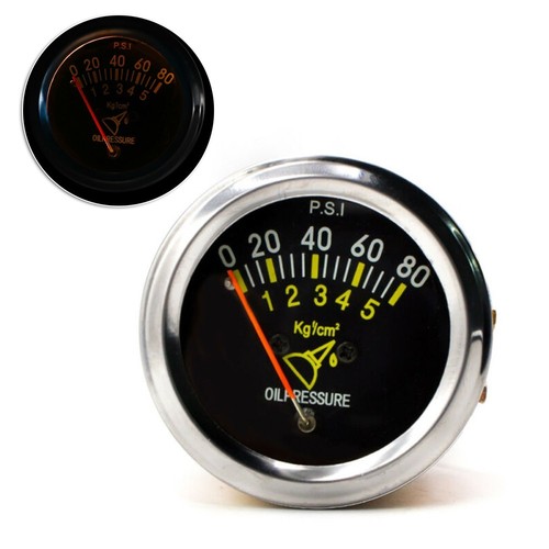 Manom??tre ?? pression d'huile m??canique voiture 2 pouces 52 mm 0-80 PSI 12V DC - Picture 3 of 6