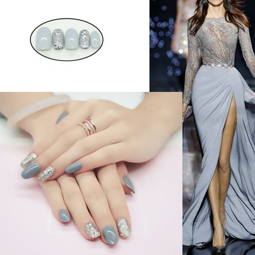 24 Stück Fake Nagel Sticker Stück Glänzend Falsche Nagel Sets für Frau Weiblich - Bild 11 von 11