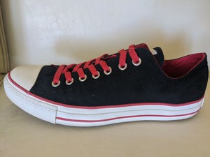 converse black and red canvas sneakers